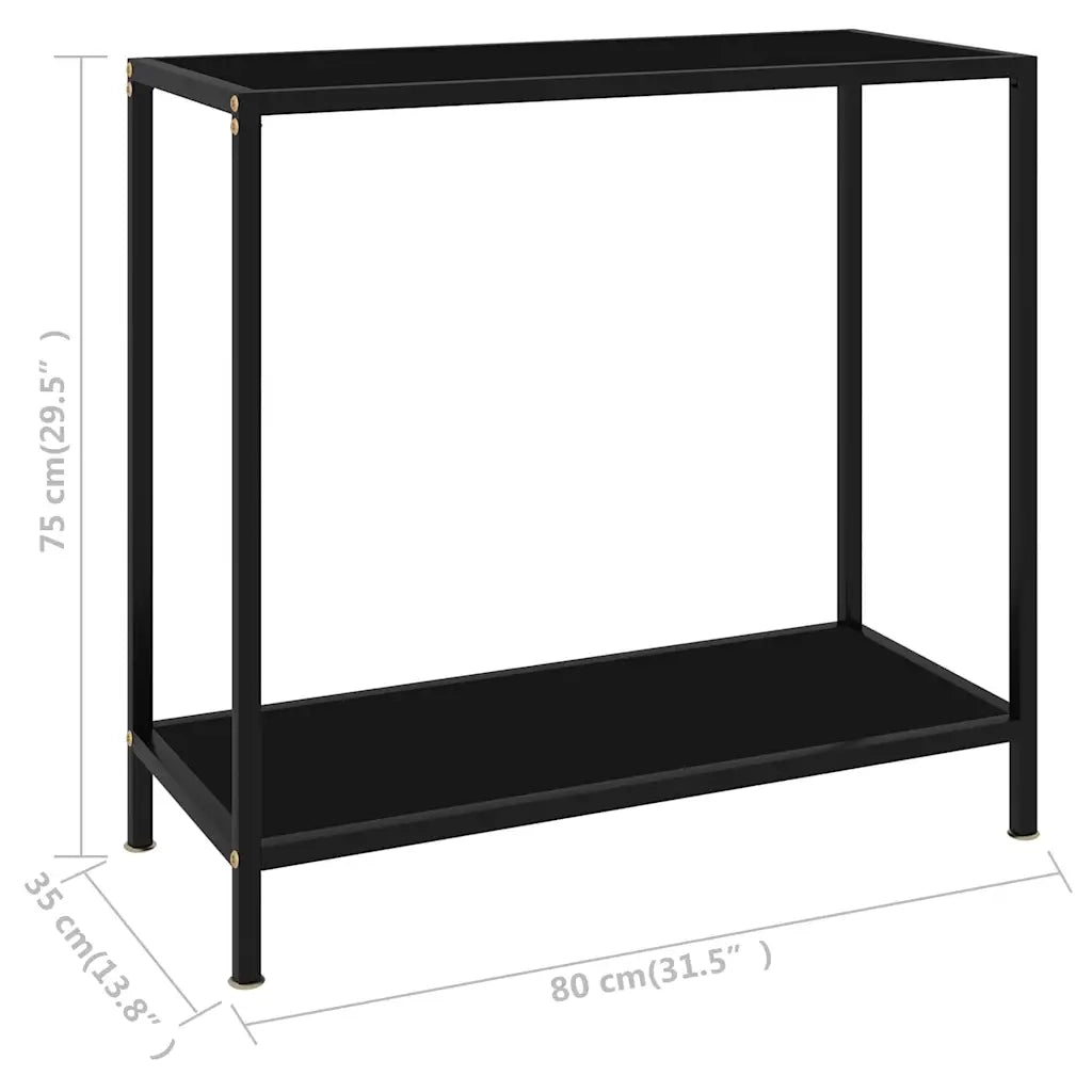 Tavolo Consolle | Tavolo d'Ingresso Nero 80x35x75 cm in Vetro Temperato