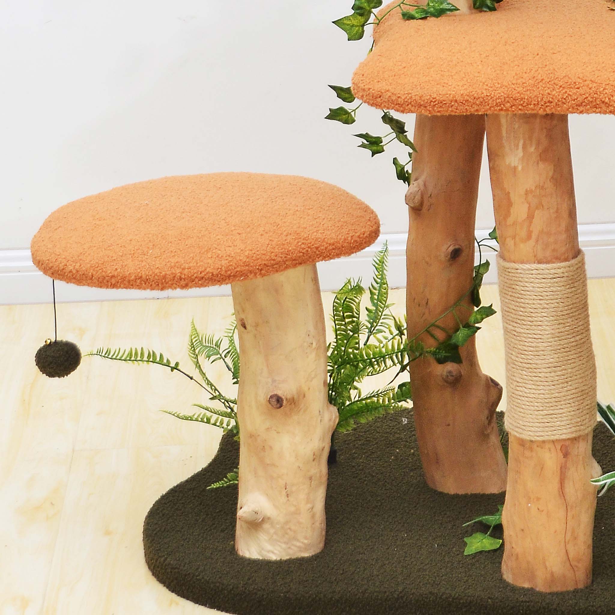 Fudajo Albero tiragraffi con effetto pianta 154 cm pelliccia e legno pero