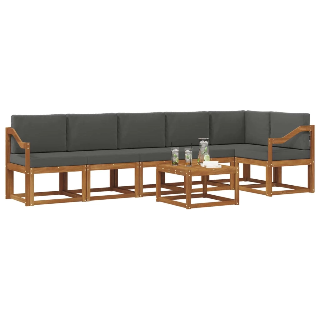 Set di divani da esterno con cuscino 7 pcs Naturale e Antracite