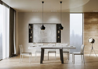 Tavolo Allungabile 140-400x90x77 cm Bridge Bianco Frassino Telaio Antracite