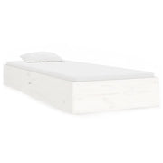 Letto singolo | Letto per adulti | Giroletto Bianco in Legno Massello 90x190 cm Single