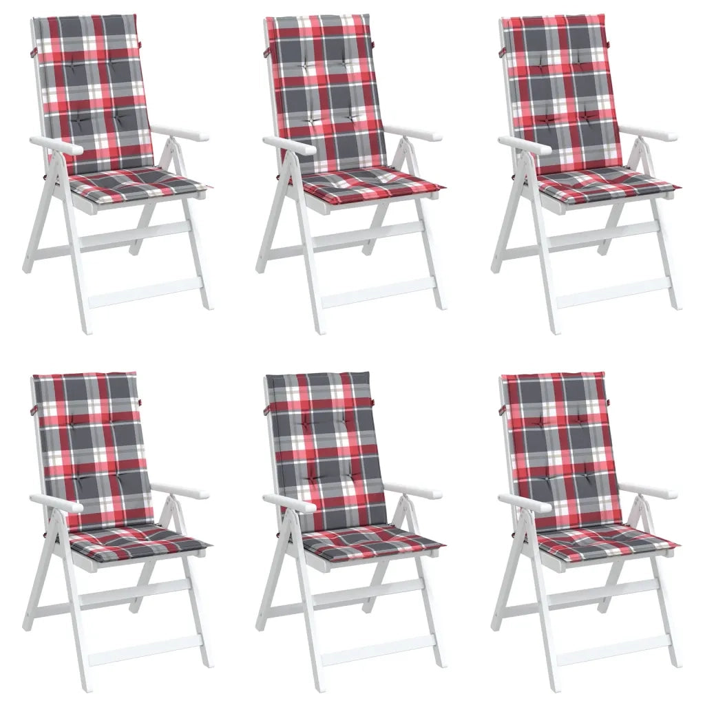 Cuscini per Sedie 6 pz Rossi a Quadri 120x50x3 cm in Tessuto 314127