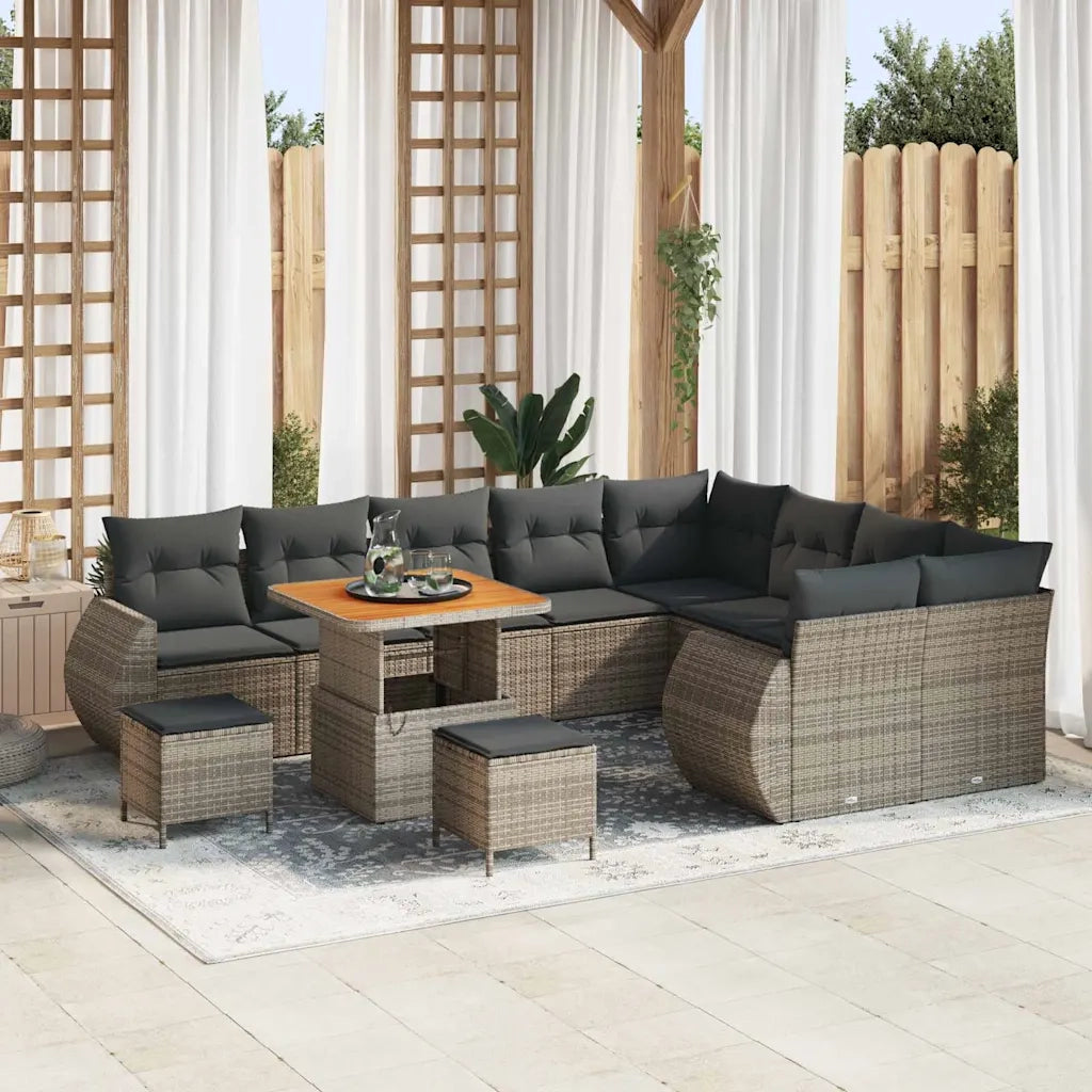 Set Divano da Giardino 12 pcs Grigio Rattan in Polipropilene 3363863
