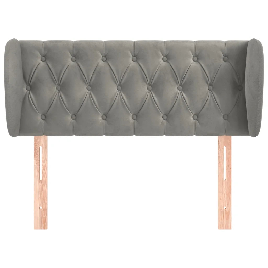 Testiera | Testata ad Orecchio Grigio Chiaro 103x23x78/88 cm in Velluto