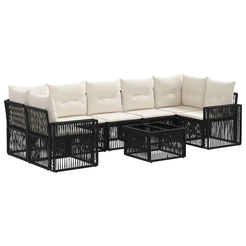 Set Divano da Giardino 8 pz Nero polyrattan 3435064