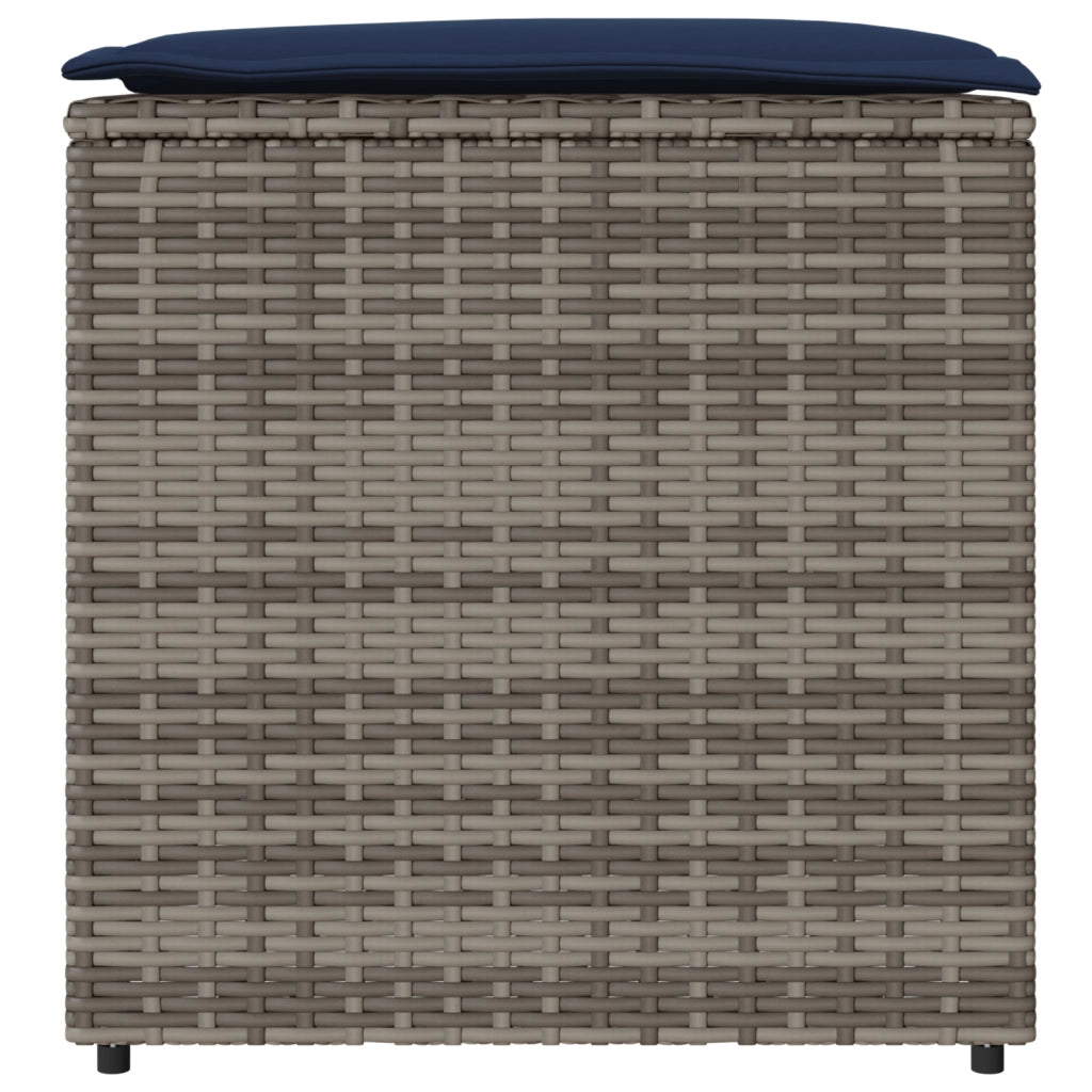 Scatola di Stoccaggio Grigio e Blu Navy Rattan e Cuscino in Tessuto