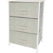 Trade Shop - Mobiletto Multiuso Con 3 Cassetti In Tessuto Beige Design Salvaspazio Casa H73x45x30cm -