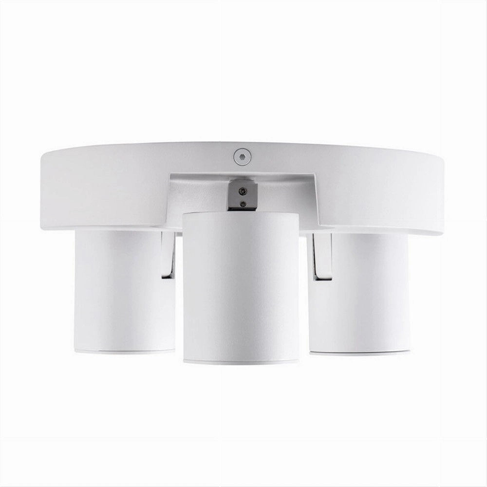 Trade Shop - Plafoniera 3 Diffusori Orientabile Soffitto Parete Tonda Gu10 Bianco Nero Th8804 -