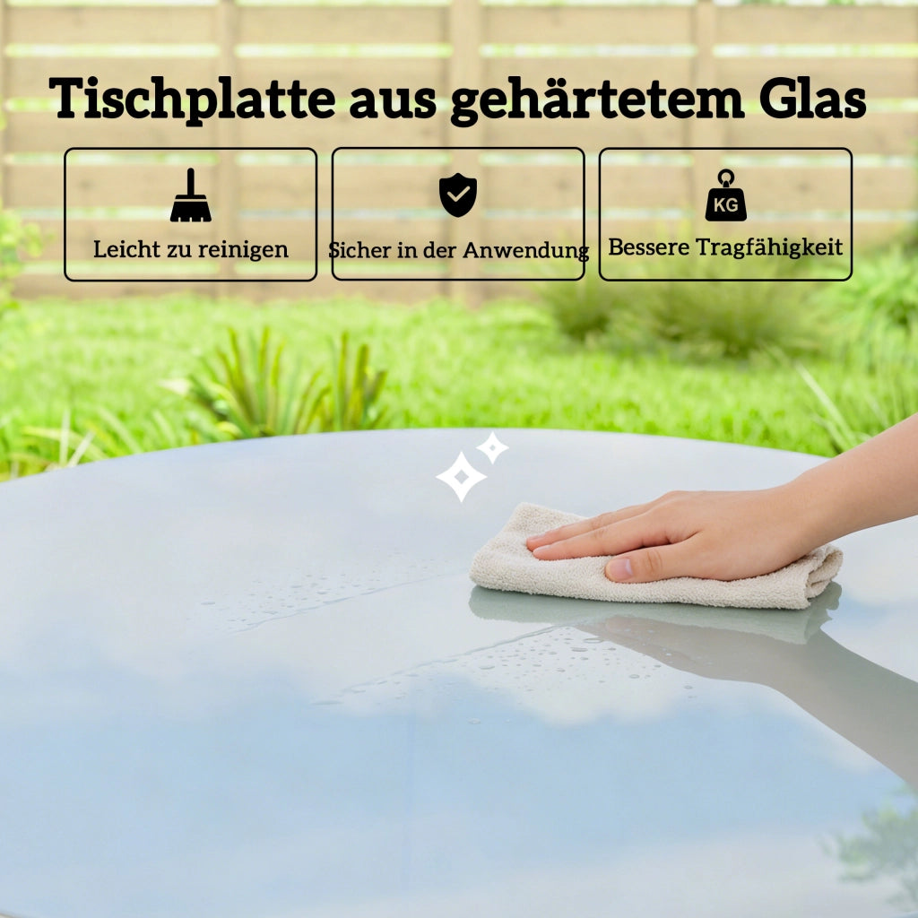 Tavolo da giardino in metallo con piano in polirattan ¨C zephmum ¨C Grigio 80x80x74 cm