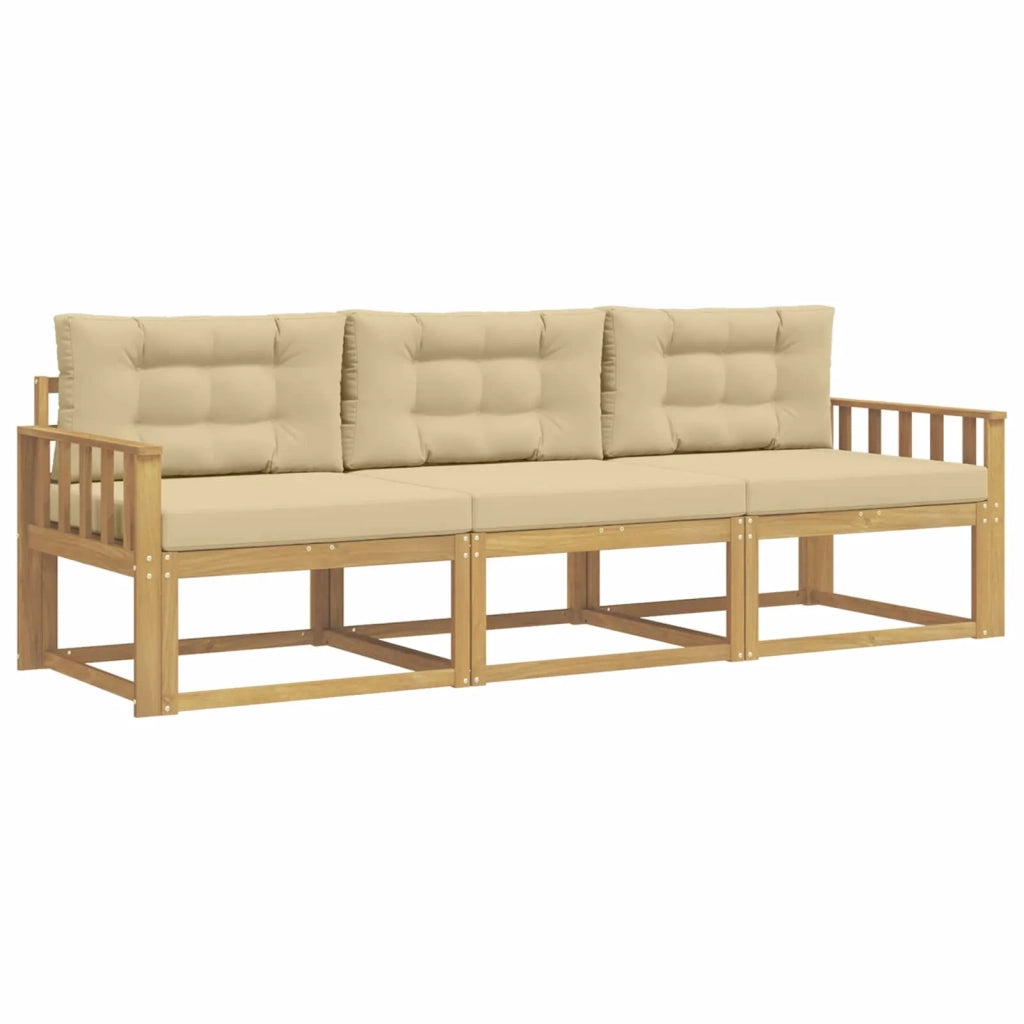 Set di divani da esterno 3 pcs Bianco e Beige Poliestere 3385987
