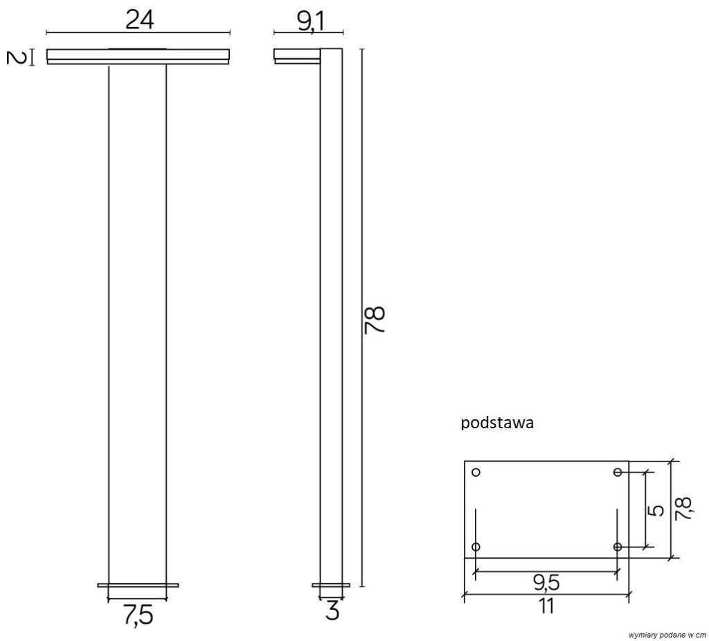 Paletto LED da giardino SU-MA Fler 78cm 10W IP54 grigio