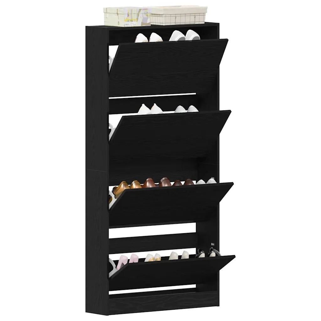 Mobile per scarpe con porta-Scarpiera Rovere Nero 80 x 21 x 163,5 cm