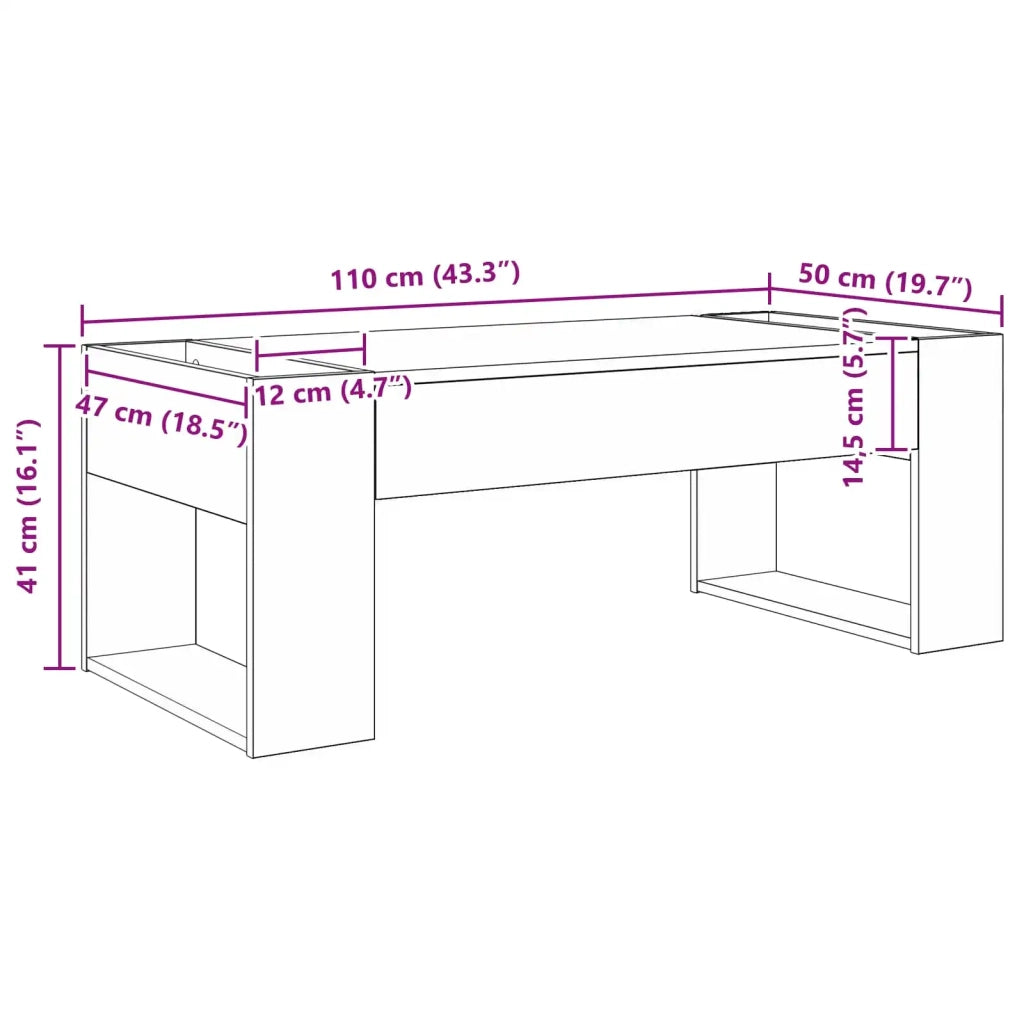 Tavolino da salotto Grigio cemento 110 x 50 x 41 cm 8000159