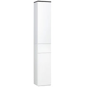 Mobile Bagno con Ripiano Regolabile, 2 Ripiani Chiusi e un Cassetto in Legno, 30x28x180 cm, Bianco