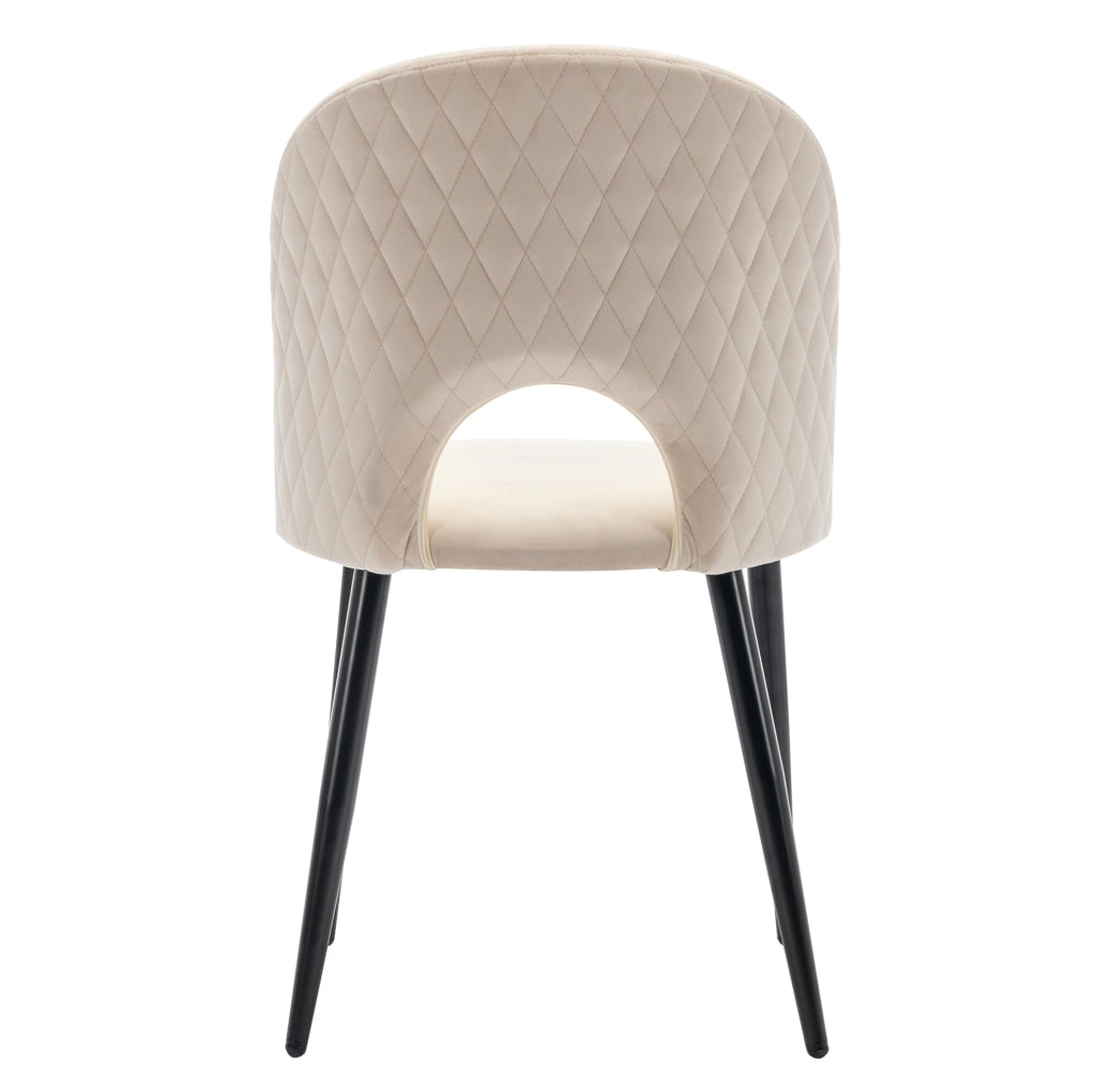 Set 2 sedie da pranzo in velluto beige con schienale