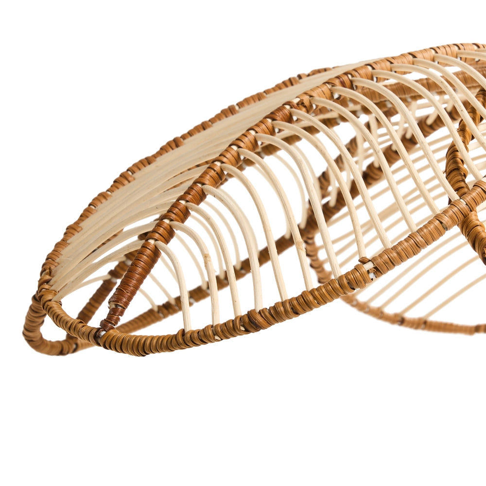 Lampada a sospensione Paralume in rattan naturale Lampada a sospensione in stile Boho intrecciata a mano a forma di fiore Illuminazione