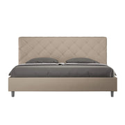 Letto matrimoniale king size con rete imbottito 190x210 similpelle tortora Priya