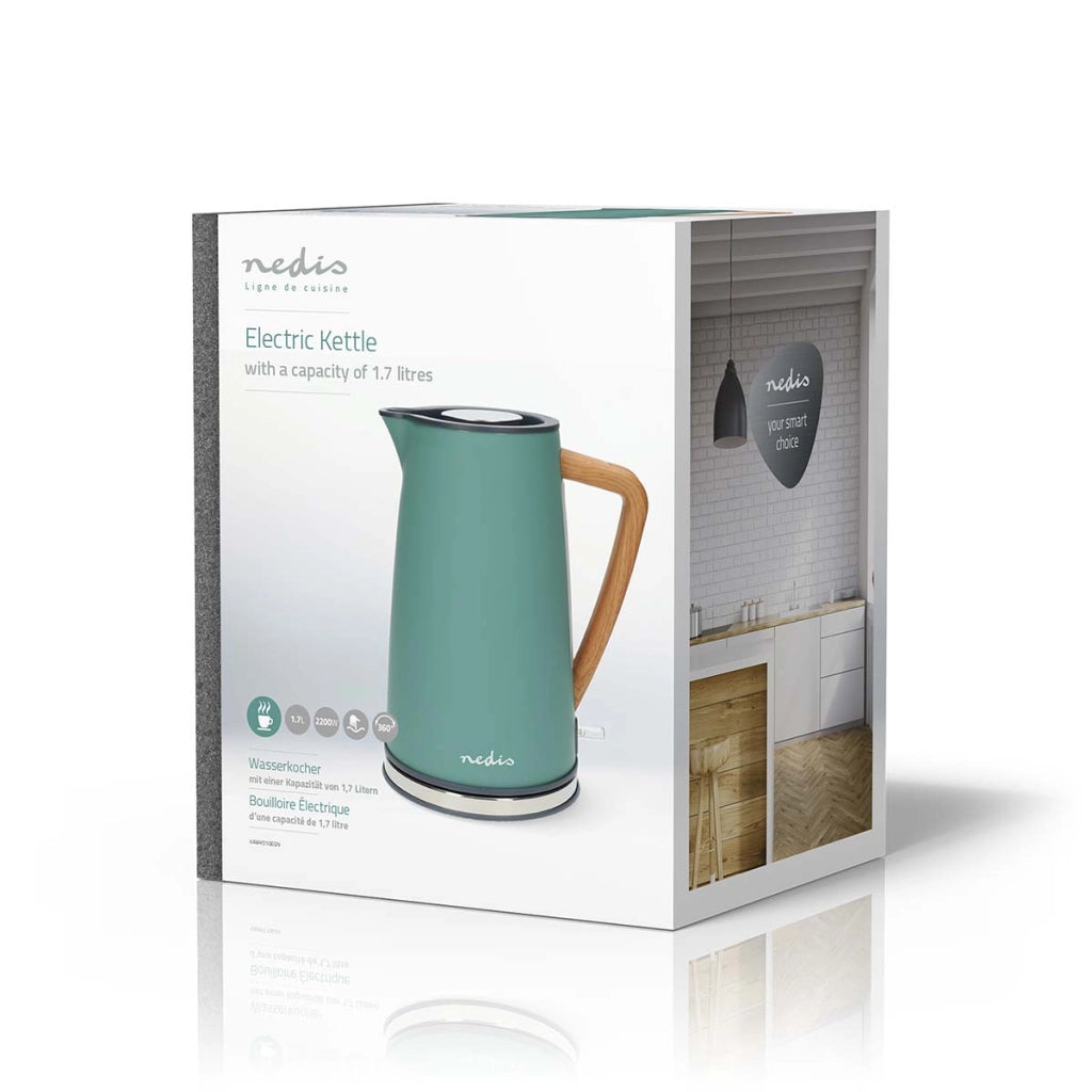Bollitore elettrico Soft Touch 2200W da 1,7 l con regolatore Strix Verde acqua Nedis