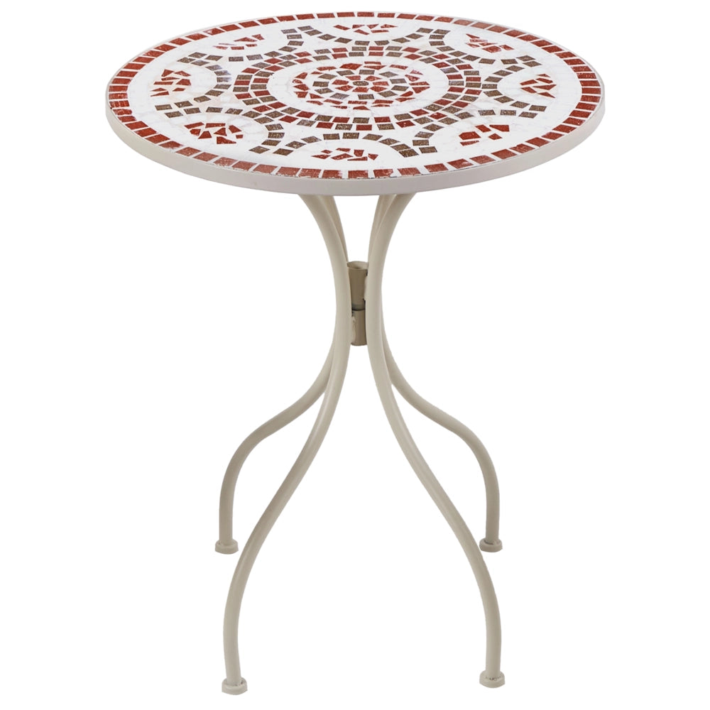 Set da giardino in metallo con tavolo e sedie a mosaico Bianco esterno stile vintage