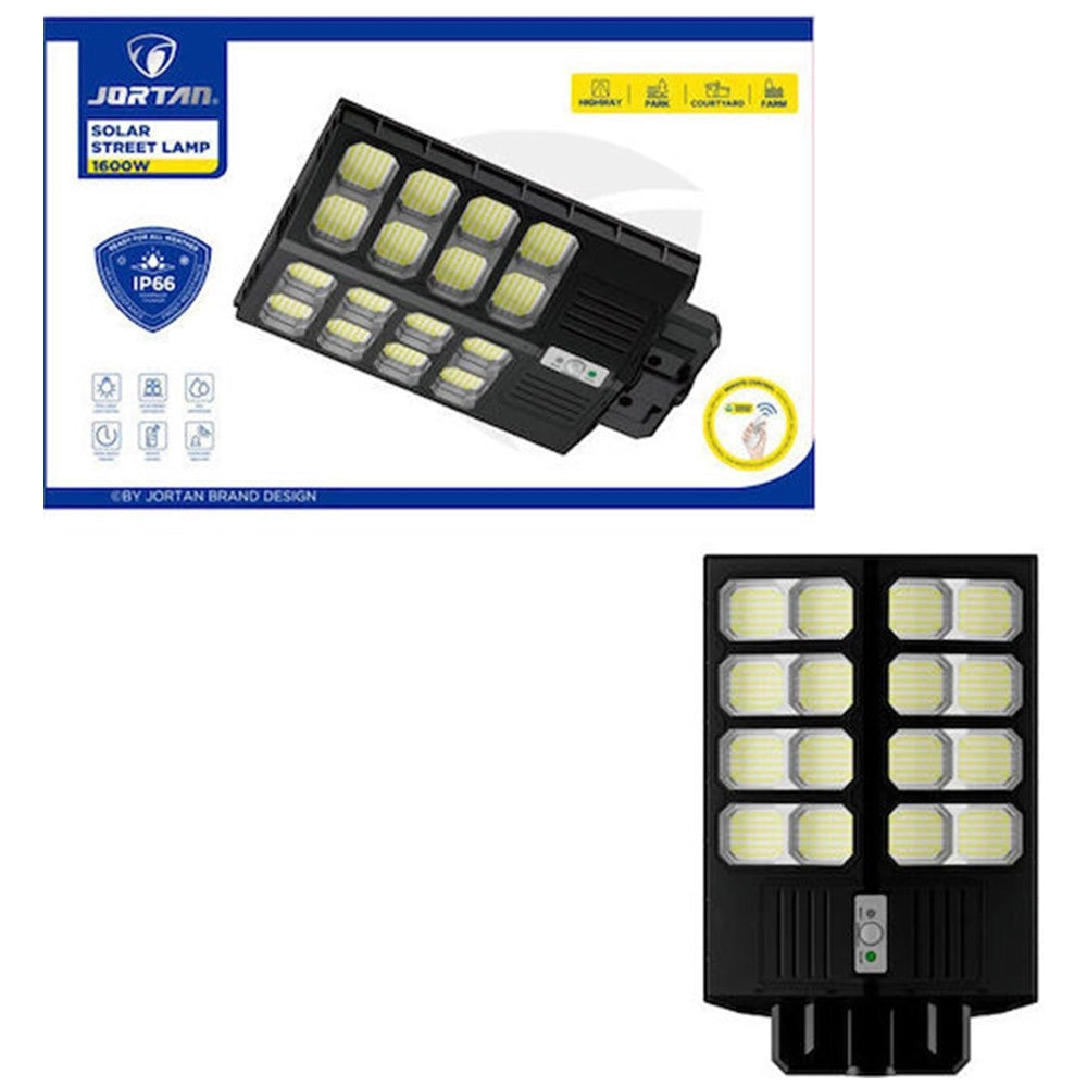 Trade Shop - Lampione Stradale Solare A Led 1600w Impermeabile Con Sensore Movimento Telecomando Ip66 -