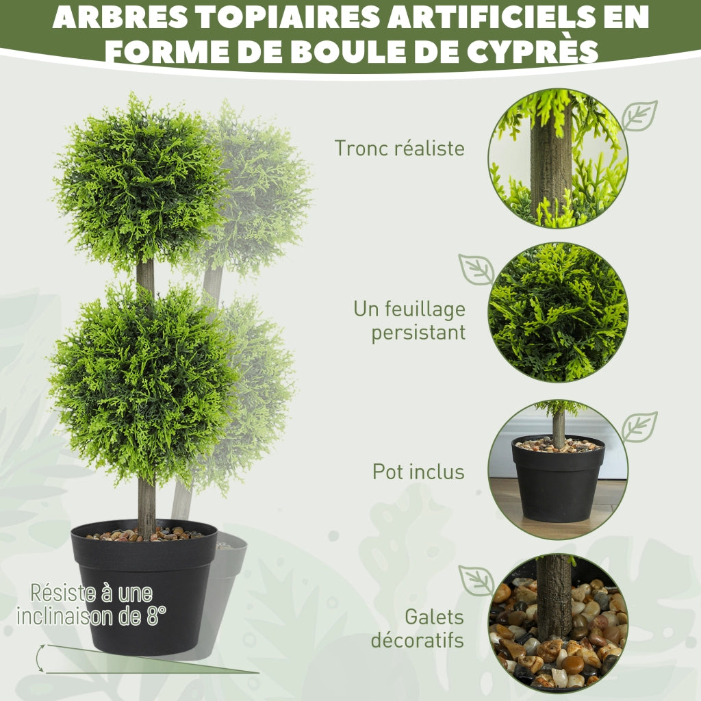 Piante artificiali decorative ¨C zephmum ¨C 2 pezzi, buxus sfera 60 cm, plastica, verde