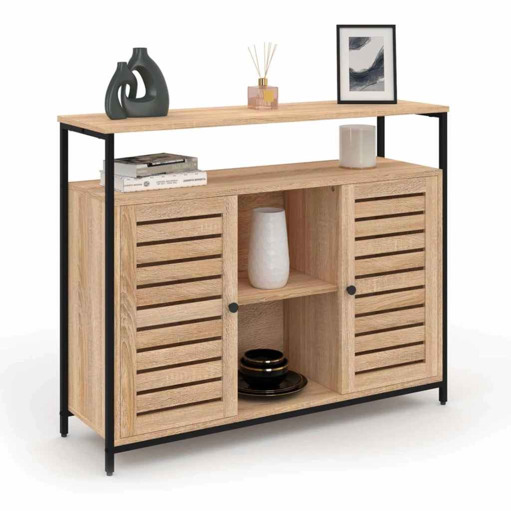 IDMarket - Credenza HALIFAX di design industriale a 2 ante con ante a ribalta, 100 cm