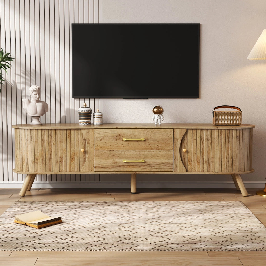 Mobile TV con 2 Ante Scorrevoli e 2 Cassetti ¨C MINIMAL ¨C Legno MDF Massello Moderno