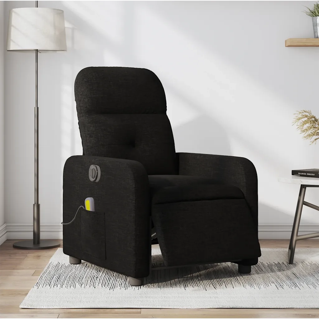 Poltrona Massaggiante | Sedia Relax Reclinabile Elettrica Nera in Tessuto