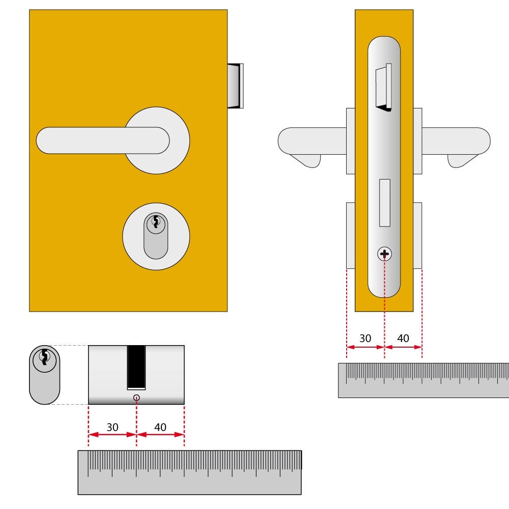 Cilindro Ovale 08210 Cisa Ottone Chiavi 3 mm 70 30 con 40