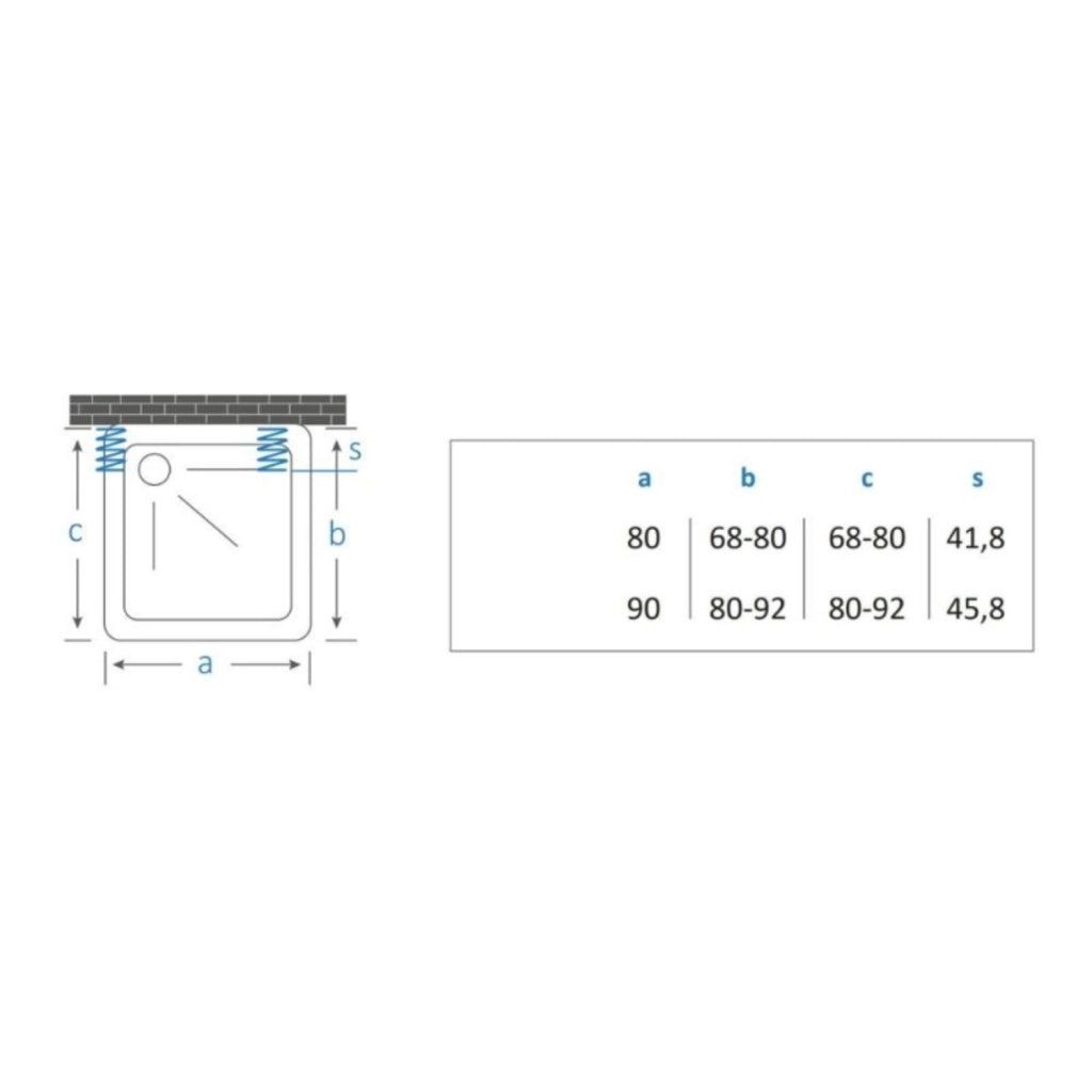 Box doccia a soffietto a tre lati in pvc guide estensibili aperture reversibili *** misure 80-92 x 90 x 80-92 cm, con...
