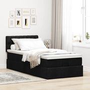 Pouf Letto con Materasso Nero 90x200 cm in Tessuto 3311513