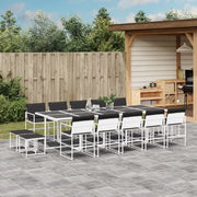vidaXL Set da Pranzo da Giardino 15 pz con Cuscini Bianco in Textilene