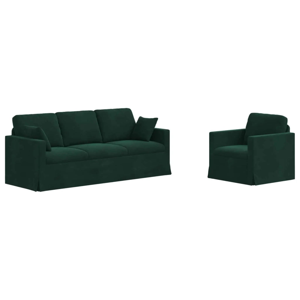 Set di divani 2 pcs Verde Scuro 198 x 78 x 80 cm Velluto
