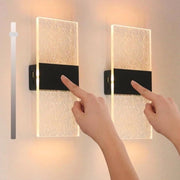 Set di Lampade da Parete - Alimentate da Batterie - Nero - Con Comando Tattile e Funzione di Ricarica USB