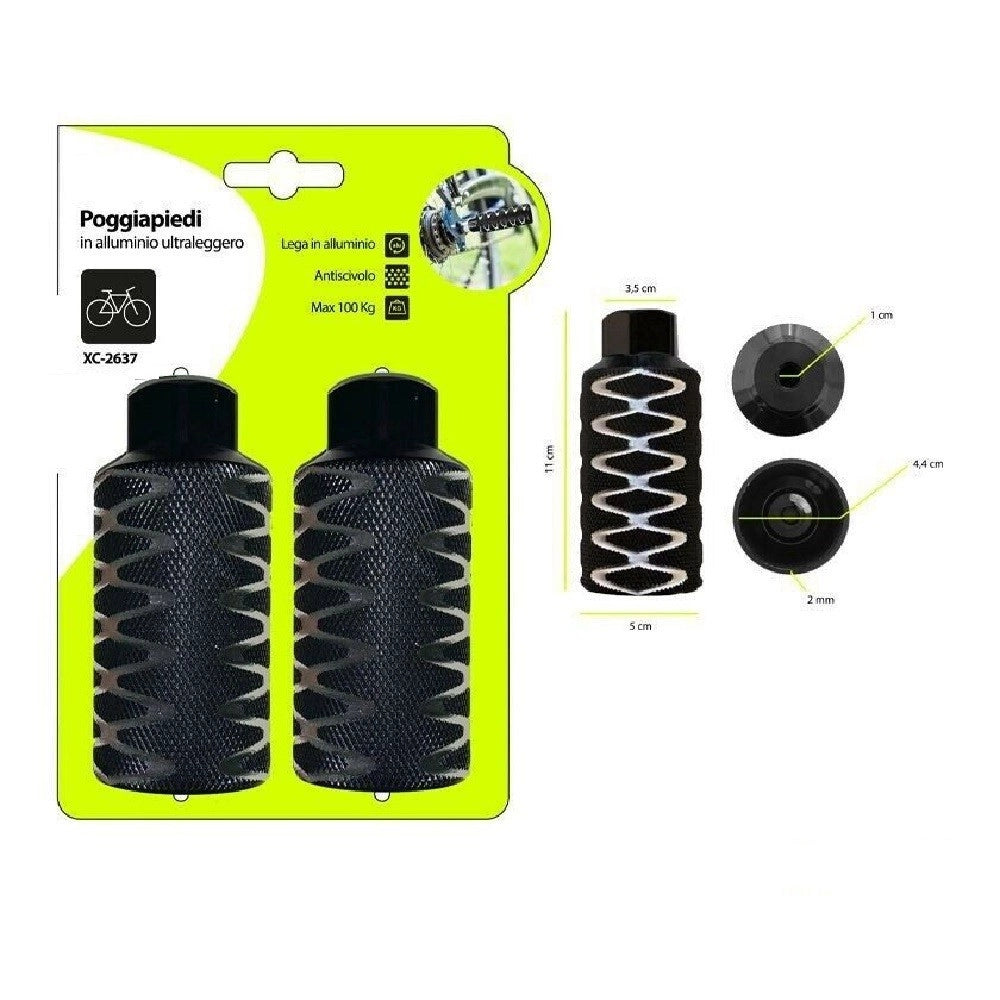 Trade Shop - Coppia Poggiapiedi In Alluminio Leggero Antiscivolo Per Bici Max. 100 Kg Xc-2637 -