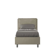 Letto singolo contenitore imbottito 80x190 similpelle cappuccino Antea