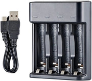 Caricatore batterie - 4 ingressi - Compacto e portatile - Accu caricatore USB - Adatto per batterie AA/AAA - Professionale e efficiente