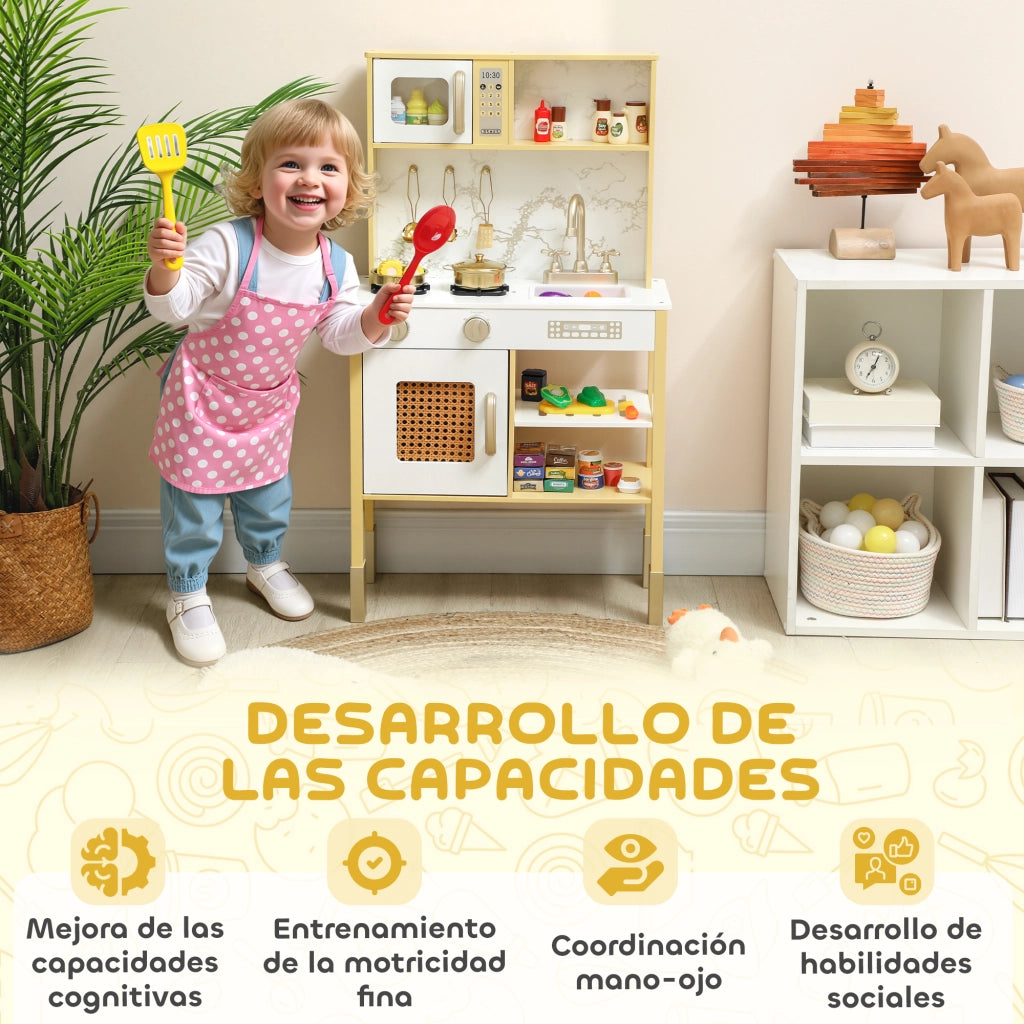 Cucina Giocattolo in Legno con Accessori ¨C zephmum ¨C Naturale