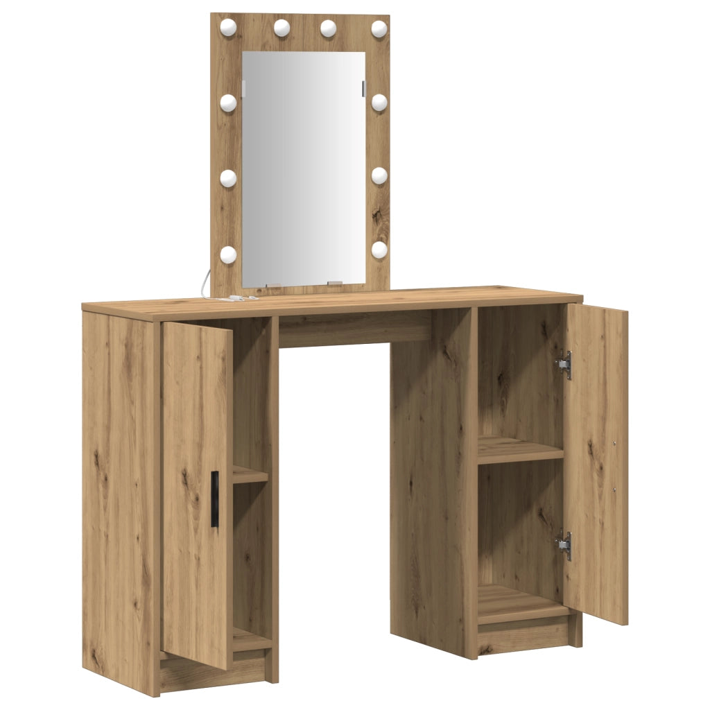 Toeletta con Luci LED in Rovere Artigianale 102x33x135 cm
