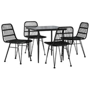 Set da pranzo da giardino in resina nera 5 pezzi in vimini 02_0014787