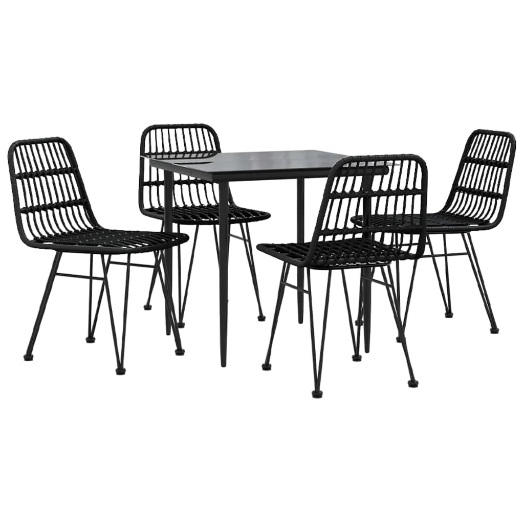 Set da pranzo da giardino in resina nera 5 pezzi in vimini 02_0014787