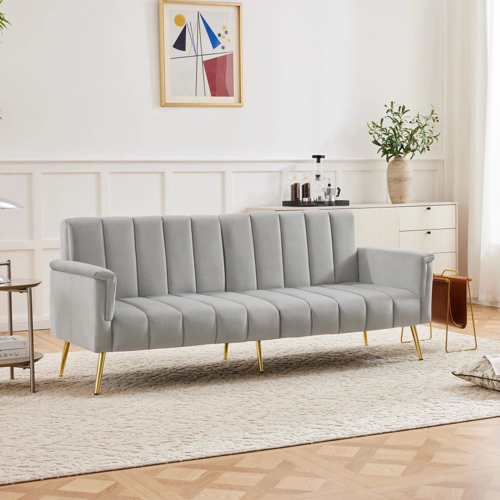 Divano letto moderno pieghevole - Zephmum- Pelle scamosciata, gambe di supporto