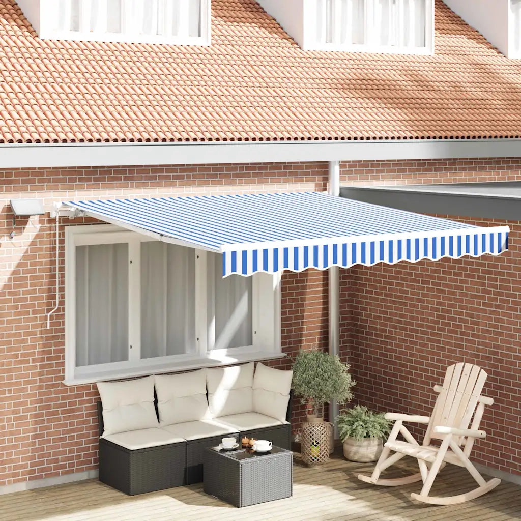 vidaXL Tenda Retrattile Blu e bianco 3.5 x 2.5 m Tessuto e metallo