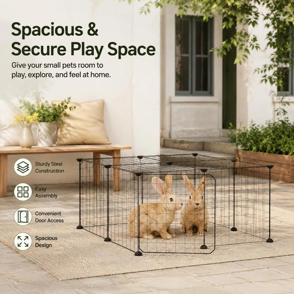 12-piece Pet Cage With Door, Black, 35x35 Cm, Steel