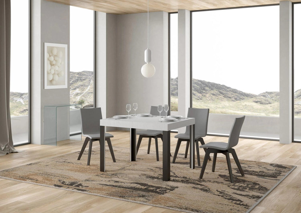 Tavolo Allungabile 110-194x70x77 cm Linea Bianco Frassino e Antracite