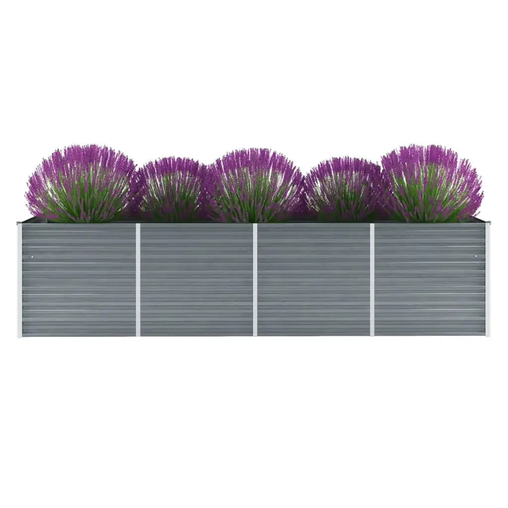 Fioriere | Cassetta per fiori | Letto Rialzato Giardino in Acciaio Zincato 320x80x77 cm Grigio