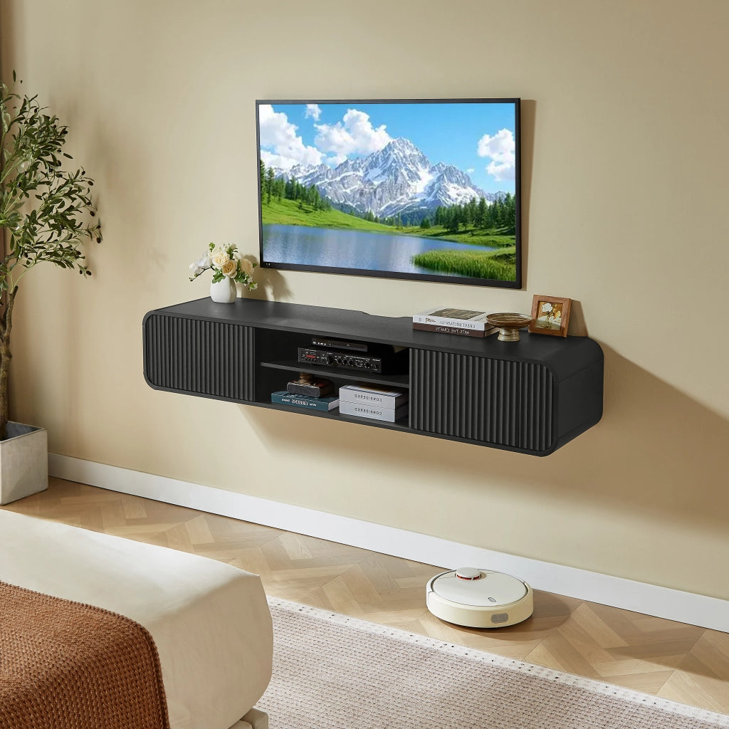 Mobile TV sospeso da parete nero 160 cm