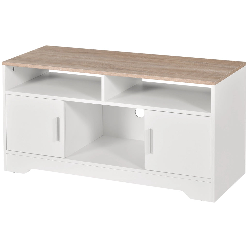 Mobile TV in legno con 2 ante e ripiani aperti ¨C Zephmum ¨C 105x40x52 cm effetto bianco