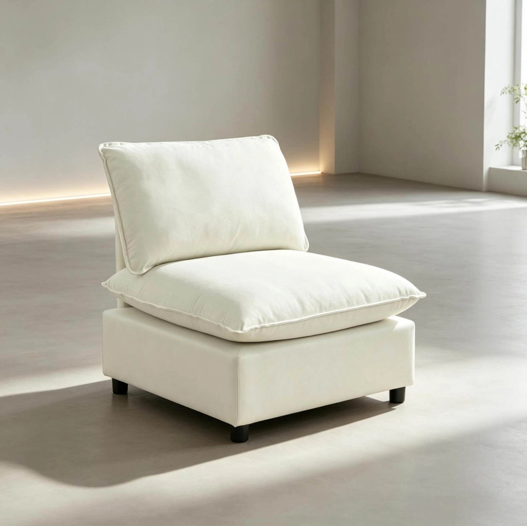 Poltrona 1 posto in lino crema 74x85x78 cm
