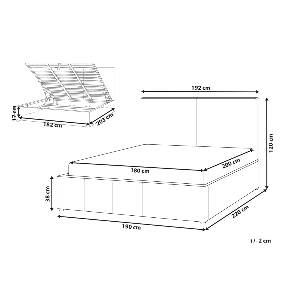 Letto matrimoniale con contenitore rivestito in tessuto bianco sporco 180 x 200 cm camera da letto elegante